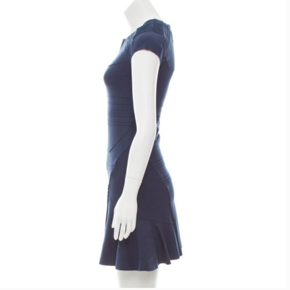 Maje H13 Darling Paneled Cap Sleeve Dress in Navy Blue - Picture 9 of 12